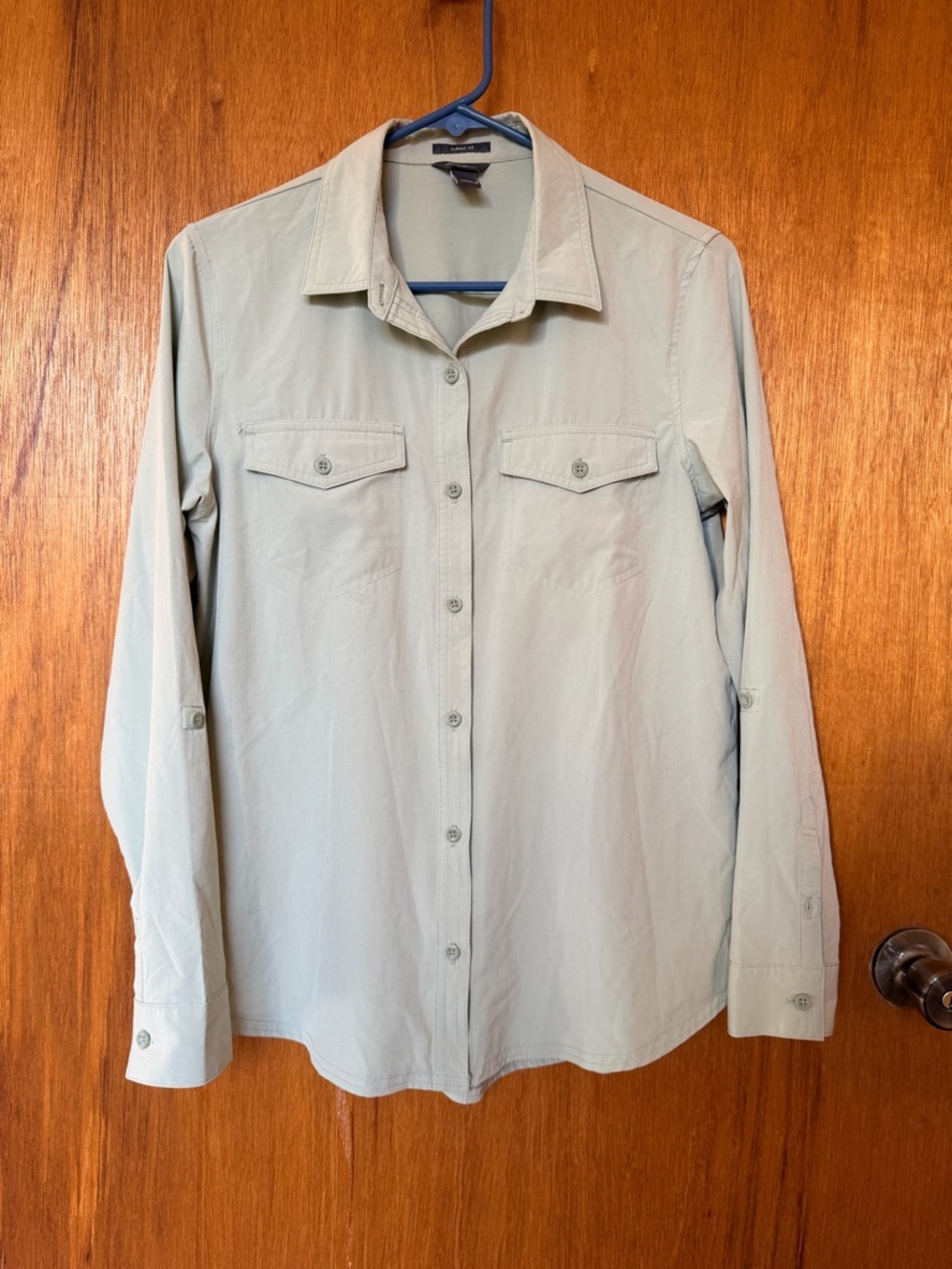 Eddie Bauer Light Sage Button-Front Shirt Jacket
